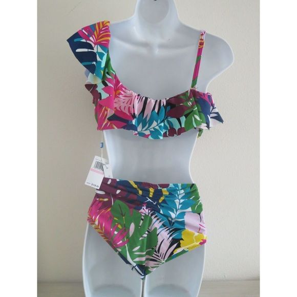 Bleu Rod Beattie Women's Sz 10 Multicolor Floral 2-Pc Swim Suit $130+ - Picture 2 of 10